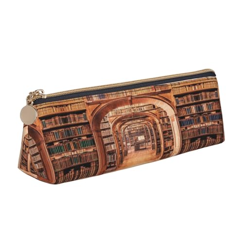 DNBCLEZK Bibliotheks-Bücherregal, niedliches dreieckiges Federmäppchen, hochwertiger glatter Reißverschluss, langlebiger Metallabzieher, Designer-Schreibwaren-Organizer für Schule, Büro, weiß von DNBCLEZK