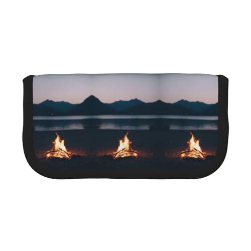 DNBCLEZK Camping-Federmäppchen aus Segeltuch mit großem Fassungsvermögen, schwarzer Rand, Mehrzweck-Make-up-Tasche, Organizer, doppelter Reißverschluss (19 x 9 x 5 cm) von DNBCLEZK