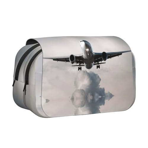 DNBCLEZK Doppelschichtiges Federmäppchen mit Klappdeckel, großes Fassungsvermögen, Organizer für 50 Stifte, strapazierfähiges Polyester, Schreibwaren-Halter für Schule, Kunstreisen (Allover-Druck) von DNBCLEZK