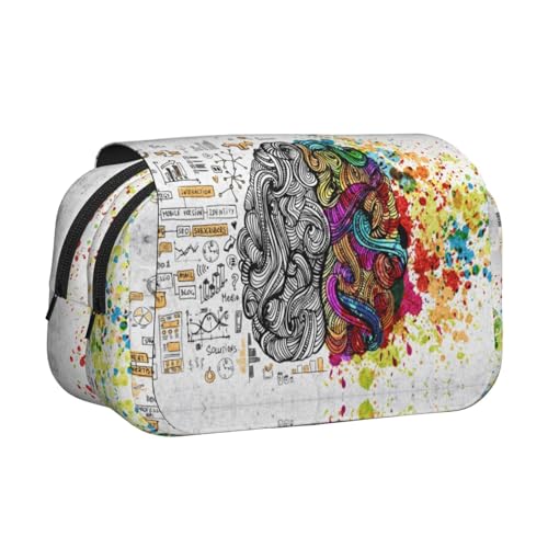 DNBCLEZK Doppelschichtiges Federmäppchen mit Klappdeckel für 50 Stifte, strapazierfähiges Polyester, Schreibwaren-Halter für Schule, Kunstreisen (Allover-Druck) von DNBCLEZK