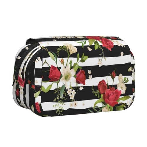 DNBCLEZK Federmäppchen, doppelschichtig, Flip-Top-Federmäppchen, großes Fassungsvermögen, 50 Stifte, Organizer, strapazierfähiges Polyester, Schreibwaren-Halter für Schule, Kunst, Reisen von DNBCLEZK