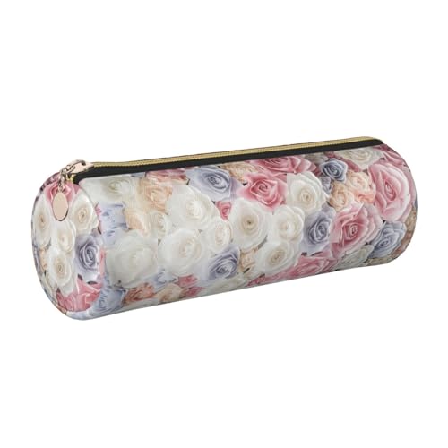 DNBCLEZK Federmäppchen aus Leder, Motiv: Rosenblüten und Blumenmuster, rund, hochwertiger glatter Reißverschluss, langlebiger Metallabzieher, Designer-Schreibwaren-Organizer für Schule, Büro, gold DNBCLEZK Federmäppchen aus Leder, Motiv: Rosenblüten und Blumenmuster, rund, hochwertiger glatter Reißverschluss, langlebiger Metallabzieher, Designer-Schreibwaren-Organizer für Schule, Büro, gold von DNBCLEZK