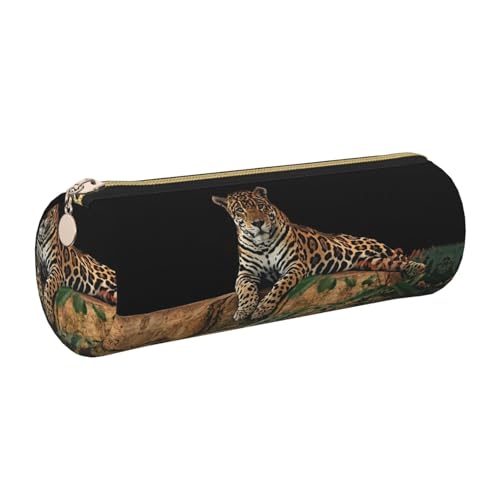 DNBCLEZK Federmäppchen aus Leder, Motiv: afrikanischer Leopard auf Felsen, niedlich, rund, hochwertiger glatter Reißverschluss, langlebiger Metallabzieher, Designer-Schreibwaren-Organizer für Schule DNBCLEZK Federmäppchen aus Leder, Motiv: afrikanischer Leopard auf Felsen, niedlich, rund, hochwertiger glatter Reißverschluss, langlebiger Metallabzieher, Designer-Schreibwaren-Organizer für Schule von DNBCLEZK