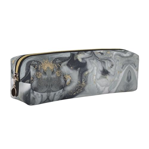 DNBCLEZK Federmäppchen aus Leder, mit grauem Marmorstreifen, niedliches Leder-Federmäppchen, hochwertiger glatter Reißverschluss, langlebiger Metallabzieher, Designer-Schreibwaren-Organizer für Schule von DNBCLEZK