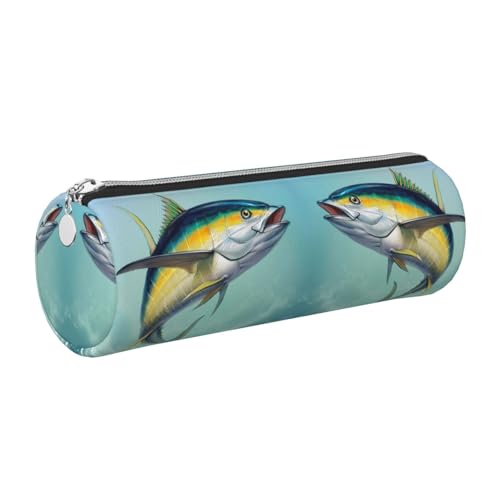 DNBCLEZK Federmäppchen aus Leder, niedlich, rund, mit Reißverschluss, langlebiger Metallabzieher, vollständiger Druck, Designer-Schreibwaren-Organizer für Schule, Büro, silber, Einheitsgröße von DNBCLEZK