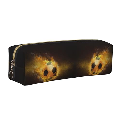 DNBCLEZK Federmäppchen aus Leder, niedliches Fußball-Design, hochwertiger glatter Reißverschluss, langlebiger Metallabzieher, vollständiger Druck, Designer-Schreibwaren-Organizer für Schule, Büro von DNBCLEZK