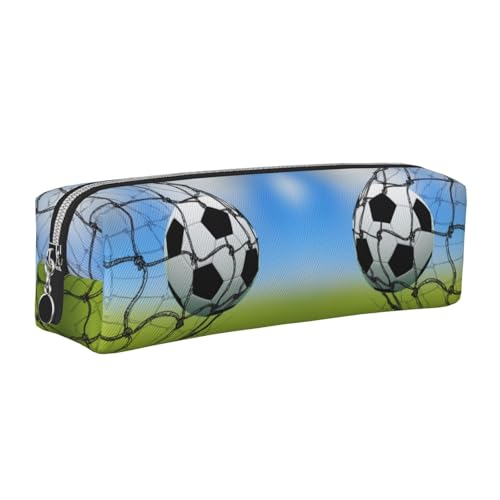 DNBCLEZK Federmäppchen aus Leder, niedliches Fußballnetzwerk, hochwertiger glatter Reißverschluss, langlebiger Metallabzieher, vollständiger Druck, Designer-Schreibwaren-Organizer für Schule, Büro von DNBCLEZK