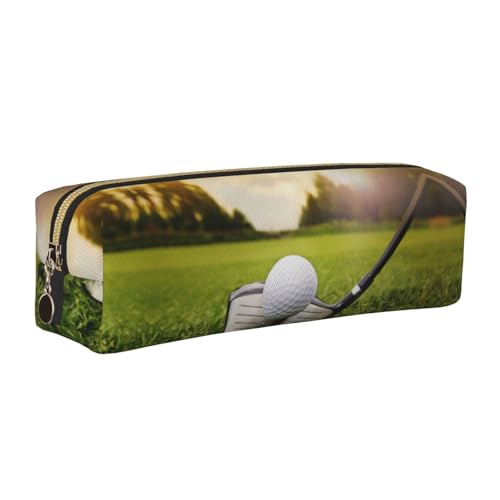 DNBCLEZK Federmäppchen aus Leder, niedliches Golfball-Design, glatter Reißverschluss, langlebiger Metallabzieher, vollständiger Druck, Designer-Schreibwaren-Organizer für Schule, Büro, gold von DNBCLEZK