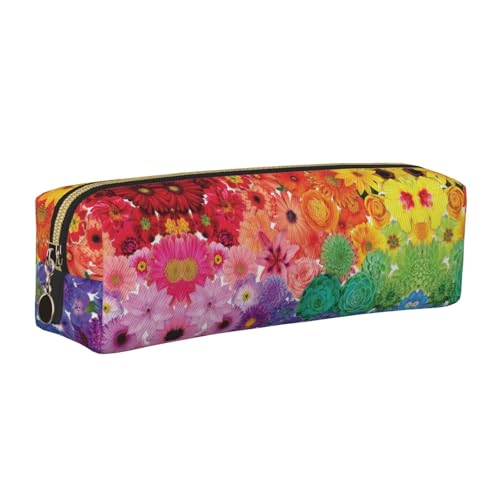 DNBCLEZK Federmäppchen aus Leder, niedliches Regenbogen-Blumenmuster, hochwertiger glatter Reißverschluss, langlebiger Metallabzieher, Designer-Schreibwaren-Organizer für Schule, Büro, gold DNBCLEZK Federmäppchen aus Leder, niedliches Regenbogen-Blumenmuster, hochwertiger glatter Reißverschluss, langlebiger Metallabzieher, Designer-Schreibwaren-Organizer für Schule, Büro, gold von DNBCLEZK