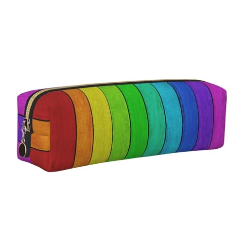 DNBCLEZK Federmäppchen aus Leder in Regenbogenfarben, niedliches Leder-Federmäppchen, hochwertiger glatter Reißverschluss, langlebiger Metallabzieher, Volldruck, Designer-Schreibwaren-Organizer für von DNBCLEZK