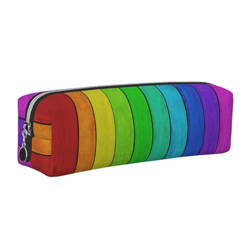 DNBCLEZK Federmäppchen aus Leder in Regenbogenfarben, niedliches Leder-Federmäppchen, hochwertiger glatter Reißverschluss, langlebiger Metallabzieher, Volldruck, Designer-Schreibwaren-Organizer für von DNBCLEZK
