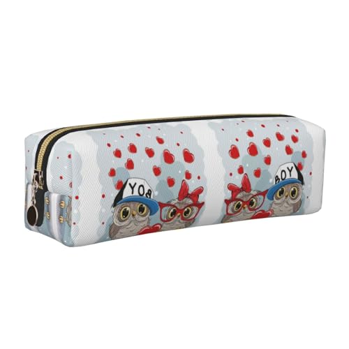 DNBCLEZK Federmäppchen aus Leder mit niedlichem Eulen-Design, glatter Reißverschluss, langlebiger Metallabzieher, vollständiger Druck, Designer-Schreibwaren-Organizer für Schule, Büro, gold von DNBCLEZK