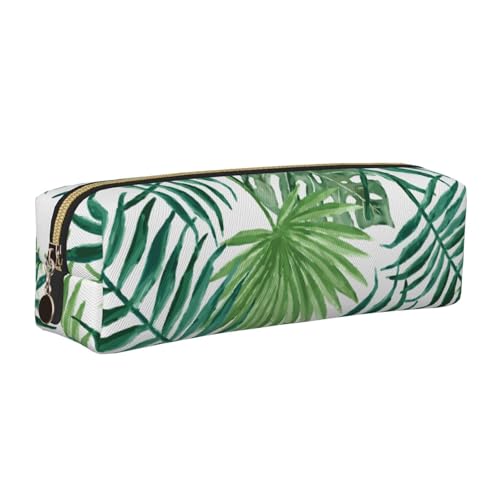 DNBCLEZK Federmäppchen aus Leder mit transparentem Palmblatt-Muster, hochwertiger glatter Reißverschluss, langlebiger Metallabzieher, Designer-Schreibwaren-Organizer für Schule, Büro, gold von DNBCLEZK