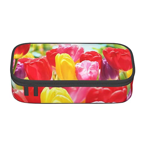 DNBCLEZK Federmäppchen aus Segeltuch mit Fächern für Mädchen und Jungen, personalisierbar, bedruckt, Motiv: bunte Tulpen, Schwarz , Einheitsgröße, Taschen-Organizer DNBCLEZK Federmäppchen aus Segeltuch mit Fächern für Mädchen und Jungen, personalisierbar, bedruckt, Motiv: bunte Tulpen, Schwarz , Einheitsgröße, Taschen-Organizer von DNBCLEZK