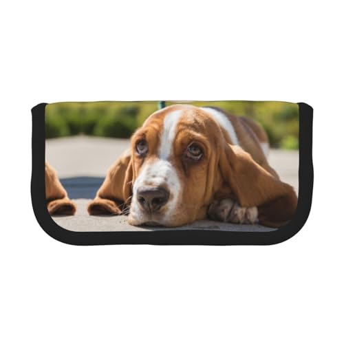 DNBCLEZK Federmäppchen aus Segeltuch mit großem Fassungsvermögen, schwarzer Rand, Mehrzweck-Make-up-Tasche, Organizer, doppelter Reißverschluss (19 x 9 x 5 cm) von DNBCLEZK