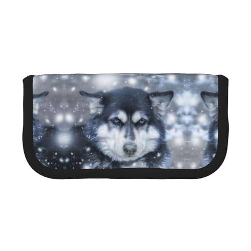 DNBCLEZK Federmäppchen aus Segeltuch mit großem Fassungsvermögen, schwarzer Rand, Mehrzweck-Make-up-Tasche, Organizer, doppelter Reißverschluss (19 x 9 x 5 cm) von DNBCLEZK