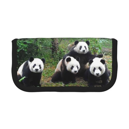 DNBCLEZK Federmäppchen aus Segeltuch mit niedlichem Panda-Motiv, großes Fassungsvermögen, schwarzer Rand, Mehrzweck-Make-up-Tasche, Organizer, doppelter Reißverschluss (19 x 9 x 5 cm) von DNBCLEZK
