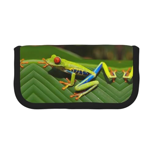 DNBCLEZK Federmäppchen aus Segeltuch mit roten Augen, großes Fassungsvermögen, schwarzer Rand, Mehrzweck-Make-up-Tasche, Organizer, doppelter Reißverschluss (19 x 9 x 5 cm) von DNBCLEZK