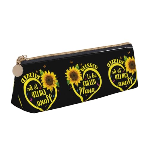 DNBCLEZK Federmäppchen für Mädchen und Jungen, Motiv: Blessed to Be Called Sonnenblume, bedrucktes Leder, niedlich, personalisierbar, weiß, Einheitsgröße, Taschen-Organizer von DNBCLEZK