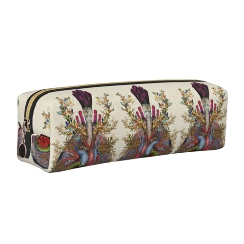 DNBCLEZK Federmäppchen mit Herzlungen-Motiv, niedlicher Leder-Federmäppchen, hochwertiger glatter Reißverschluss, langlebiger Metallabzieher, Designer-Schreibwaren-Organizer für Schule, Büro, gold von DNBCLEZK