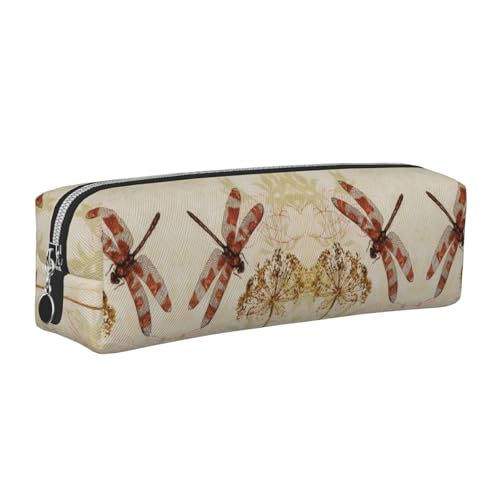 DNBCLEZK Federmäppchen mit Libellen-Motiv, niedliches Leder-Federmäppchen, hochwertiger glatter Reißverschluss, langlebiger Metallabzieher, vollständiger Druck, Designer-Schreibwaren-Organizer für von DNBCLEZK