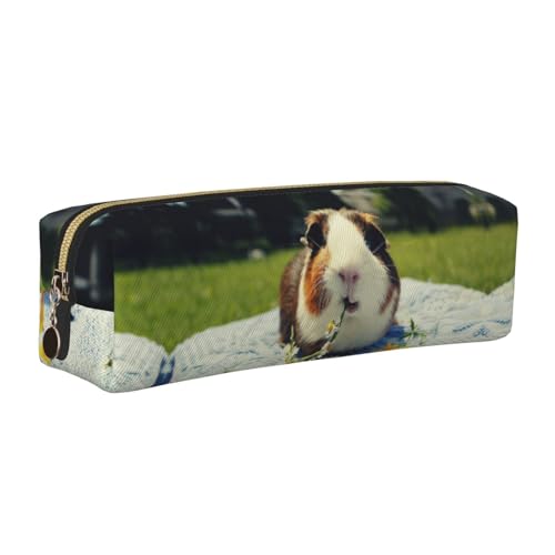 DNBCLEZK Federmäppchen mit Meerschweinchen, niedliches Leder-Federmäppchen, hochwertiger glatter Reißverschluss, langlebiger Metallabzieher, vollständiger Druck, Designer-Schreibwaren-Organizer für von DNBCLEZK