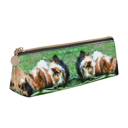 DNBCLEZK Federmäppchen mit Meerschweinchen-Motiv für Mädchen und Jungen, bedrucktes Leder, niedlich, personalisierbar, weiß, Einheitsgröße, Taschen-Organizer von DNBCLEZK