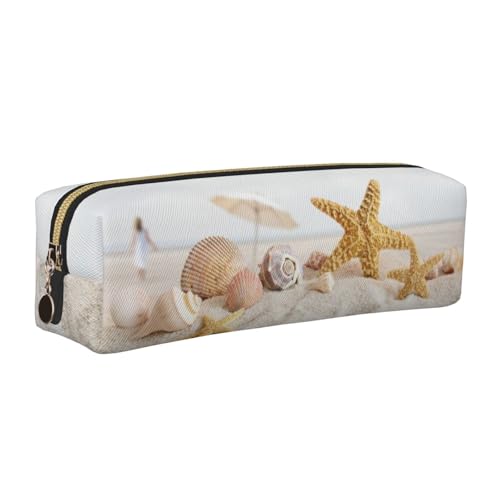 DNBCLEZK Federmäppchen mit Muschelmotiv, niedliches Leder-Federmäppchen, hochwertiger glatter Reißverschluss, langlebiger Metallabzieher, vollständiger Druck, Designer-Schreibwaren-Organizer für von DNBCLEZK