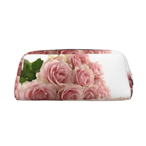 DNBCLEZK Federmäppchen mit Rosen-Motiv, niedliches Leder-Federmäppchen für Mädchen und Jungen, personalisierbar, silber, Einheitsgröße, Taschen-Organizer von DNBCLEZK