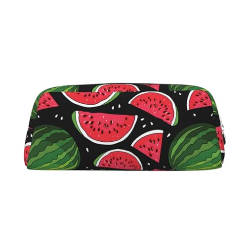 DNBCLEZK Federmäppchen mit Wassermelonen-Motiv für Mädchen und Jungen, bedrucktes Leder, niedlich, personalisierbar, Schreibwaren-Aufbewahrungstaschen, silber, Einheitsgröße, Taschen-Organizer von DNBCLEZK