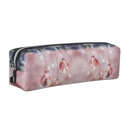 DNBCLEZK Federmäppchen mit Weihnachtsbälle, niedliches Leder-Federmäppchen, hochwertiger glatter Reißverschluss, langlebiger Metallabzieher, Designer-Schreibwaren-Organizer für Schule, Büro, silber von DNBCLEZK
