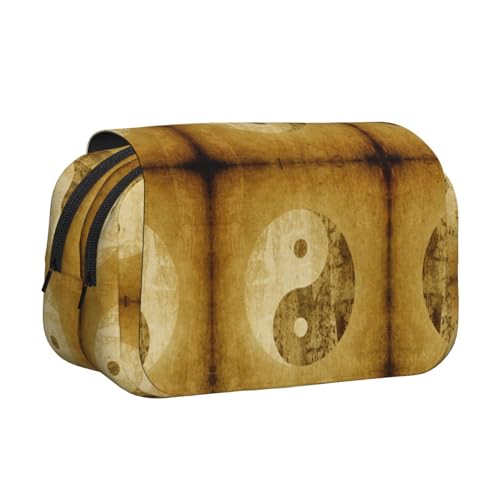 DNBCLEZK Federmäppchen mit Yin-Yang-Symbol, doppelschichtig, Flip-Top-Federmäppchen, großes Fassungsvermögen, Organizer für 50 Stifte, strapazierfähiges Polyester, Schreibwaren-Halter für Schule von DNBCLEZK