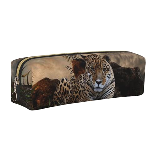 DNBCLEZK Federmäppchen mit afrikanischem Tier-Leopardenmuster, hochwertiger glatter Reißverschluss, langlebiger Metallabzieher, Designer-Schreibwaren-Organizer für Schule, Büro, gold, Einheitsgröße von DNBCLEZK