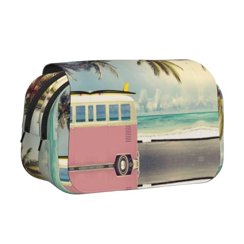 DNBCLEZK Federmäppchen mit doppelschichtigem Klappdeckel, großes Fassungsvermögen, 50 Stifte, Organizer, strapazierfähiges Polyester, Schreibwaren-Halter für Schule, Kunstreisen (Allover-Druck) von DNBCLEZK