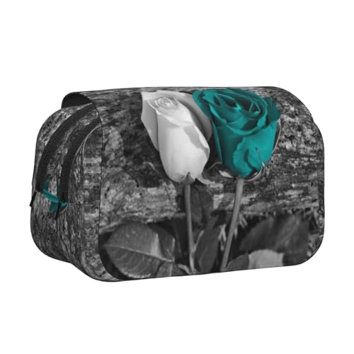 DNBCLEZK Federmäppchen mit doppelschichtigem Klappdeckel, großes Fassungsvermögen, 50 Stifte, Organizer, strapazierfähiges Polyester, Schreibwaren-Halter für Schule, Kunstreisen (Allover-Druck) von DNBCLEZK