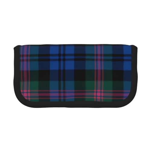 DNBCLEZK Gestreiftes kariertes großes Federmäppchen aus Segeltuch mit schwarzem Rand, Mehrzweck-Make-up-Tasche, Organizer, Doppelreißverschluss (19 x 9 x 5 cm) von DNBCLEZK