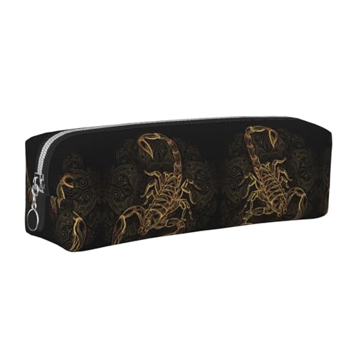 DNBCLEZK Goldenes Skorpion-Federmäppchen, niedliches Leder-Federmäppchen, hochwertiger glatter Reißverschluss, langlebiger Metallabzieher, Designer-Schreibwaren-Organizer für Schule, Büro, silber von DNBCLEZK