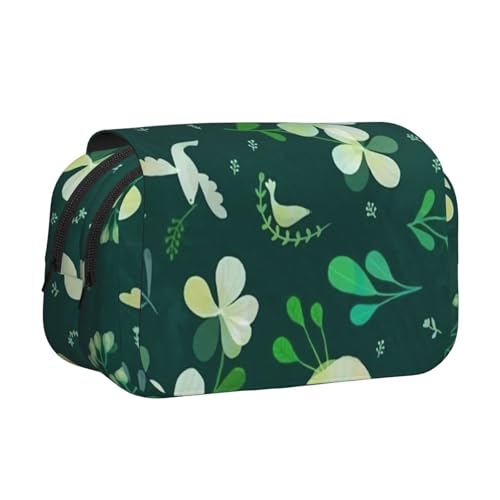 DNBCLEZK Grass and Dove Doppelschichtiges Flip-Top-Federmäppchen, großes Fassungsvermögen, Organizer für 50 Stifte, strapazierfähiges Polyester, Schreibwaren-Halter für Schule, Kunstreisen von DNBCLEZK