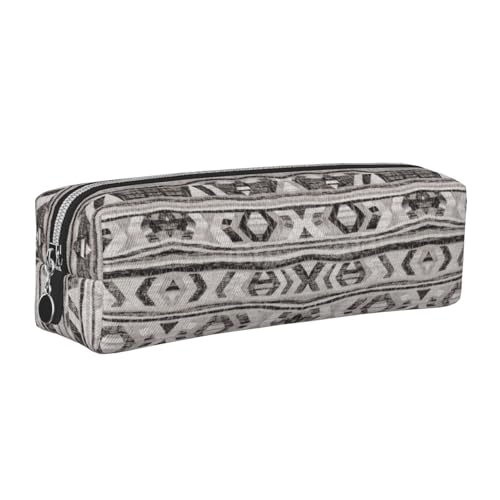 DNBCLEZK Graues Tribal-Federmäppchen, niedliches Leder-Federmäppchen, hochwertiger glatter Reißverschluss, langlebiger Metallabzieher, Volldruck, Designer-Schreibwaren-Organizer für Schule, Büro von DNBCLEZK