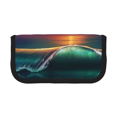 DNBCLEZK Großes Federmäppchen aus Segeltuch mit schwarzem Rand, Mehrzweck-Make-up-Tasche, Organizer, Doppelreißverschluss (19 x 9 x 5 cm) von DNBCLEZK