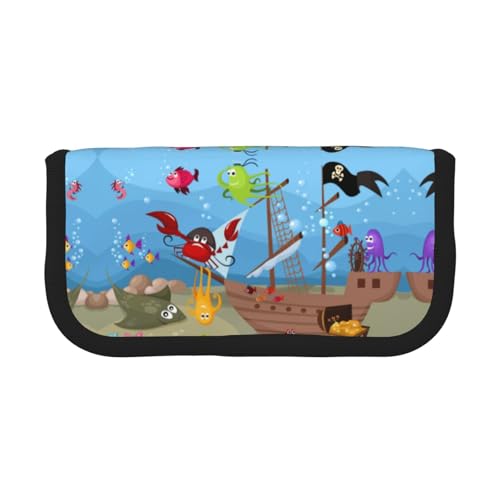 DNBCLEZK Großes Federmäppchen aus Segeltuch mit schwarzem Rand, Mehrzweck-Make-up-Tasche, Organizer, Doppelreißverschluss (19 x 9 x 5 cm) von DNBCLEZK