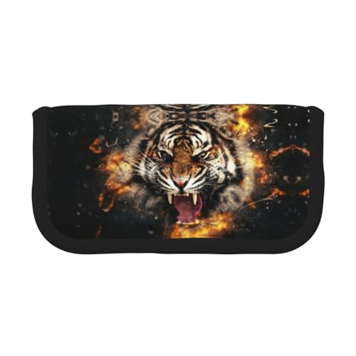 DNBCLEZK Großes Federmäppchen aus Segeltuch mit schwarzem Rand, Mehrzweck-Make-up-Tasche, Organizer, Doppelreißverschluss (19 x 9 x 5 cm) von DNBCLEZK