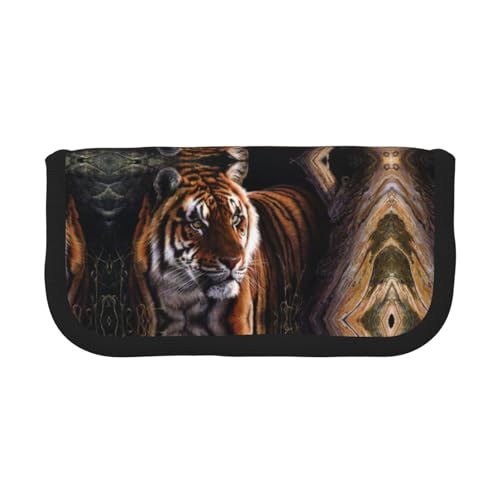 DNBCLEZK Großes Federmäppchen aus Segeltuch mit schwarzem Rand, Mehrzweck-Make-up-Tasche, Organizer, doppelter Reißverschluss (19 x 9 x 5 cm) von DNBCLEZK