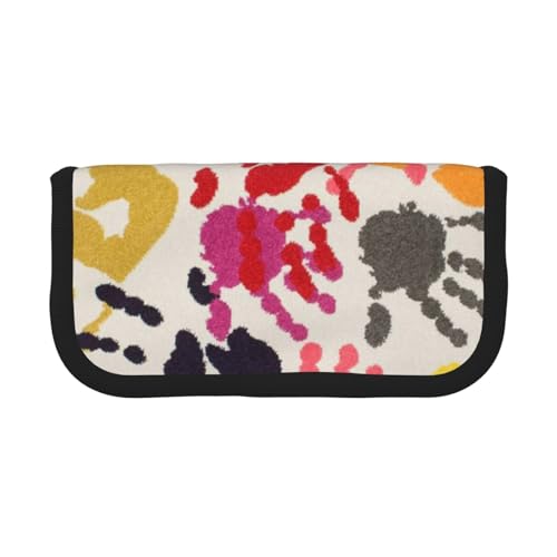 DNBCLEZK Großes Federmäppchen aus Segeltuch mit schwarzem Rand, Mehrzweck-Make-up-Tasche, Organizer, doppelter Reißverschluss (19 x 9 x 5 cm) von DNBCLEZK