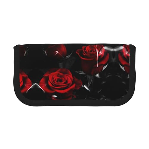 DNBCLEZK Großes Federmäppchen aus Segeltuch mit schwarzem Rand, Mehrzweck-Make-up-Tasche, Organizer, doppelter Reißverschluss (19 x 9 x 5 cm) von DNBCLEZK