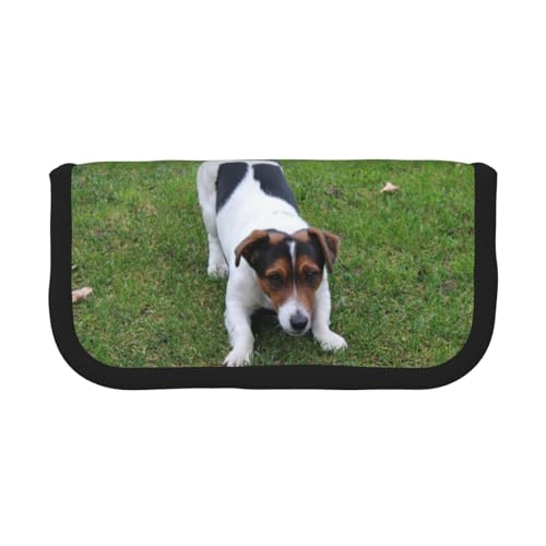 DNBCLEZK Großes Federmäppchen aus Segeltuch mit schwarzem Rand, Mehrzweck-Make-up-Tasche, Organizer, doppelter Reißverschluss (19 x 9 x 5 cm) von DNBCLEZK
