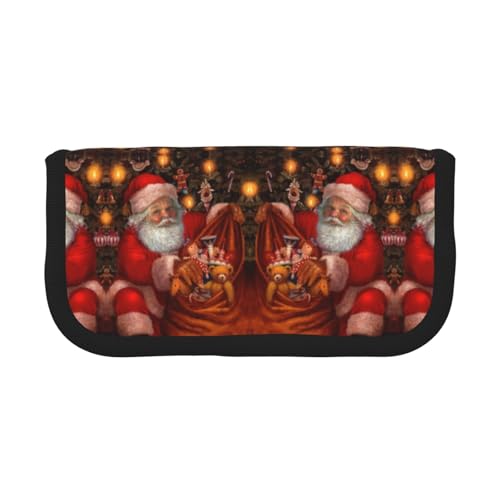 DNBCLEZK Großes Federmäppchen aus Segeltuch mit schwarzem Rand, Mehrzweck-Make-up-Tasche, Organizer, doppelter Reißverschluss (19 x 9 x 5 cm) von DNBCLEZK