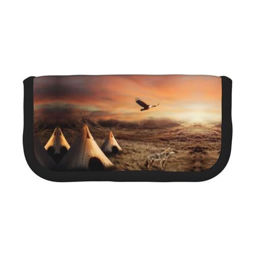 DNBCLEZK Großes Federmäppchen aus Segeltuch mit schwarzem Rand, Mehrzweck-Make-up-Tasche, Organizer, doppelter Reißverschluss (19 x 9 x 5 cm) von DNBCLEZK