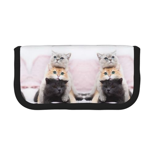 DNBCLEZK Großes Federmäppchen aus Segeltuch mit schwarzem Rand, Mehrzweck-Make-up-Tasche, Organizer, doppelter Reißverschluss (19 x 9 x 5 cm) von DNBCLEZK