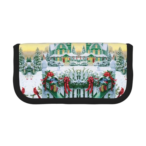 DNBCLEZK Großes Federmäppchen aus Segeltuch mit schwarzem Rand, Mehrzweck-Make-up-Tasche, Organizer, doppelter Reißverschluss (19 x 9 x 5 cm) von DNBCLEZK